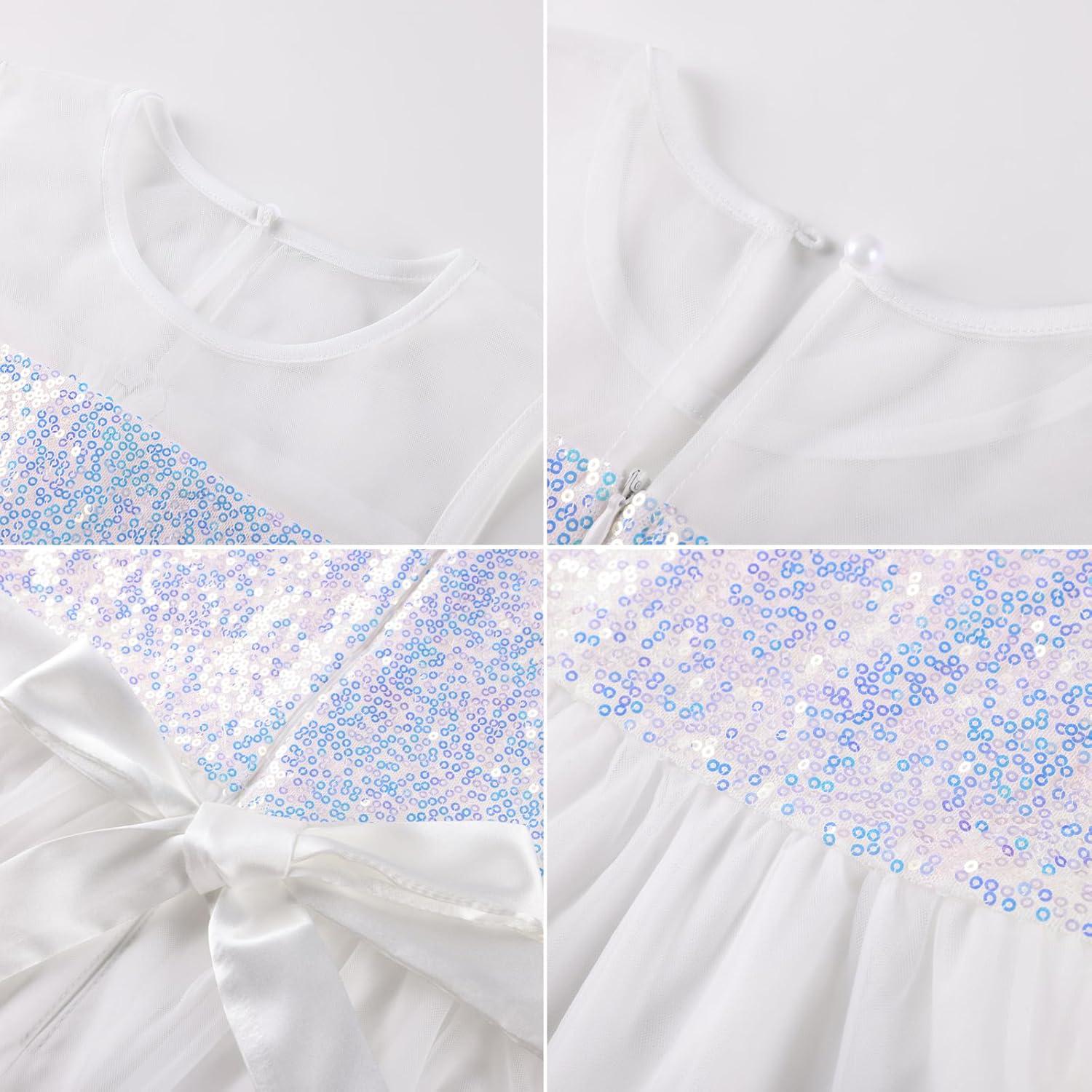 imageGRACE KARIN Girls Sequin Party Formal Dress Wedding Guest Sparkle Fancy Birthday Tulle High Low Prom Dresses 614 YearsWhite