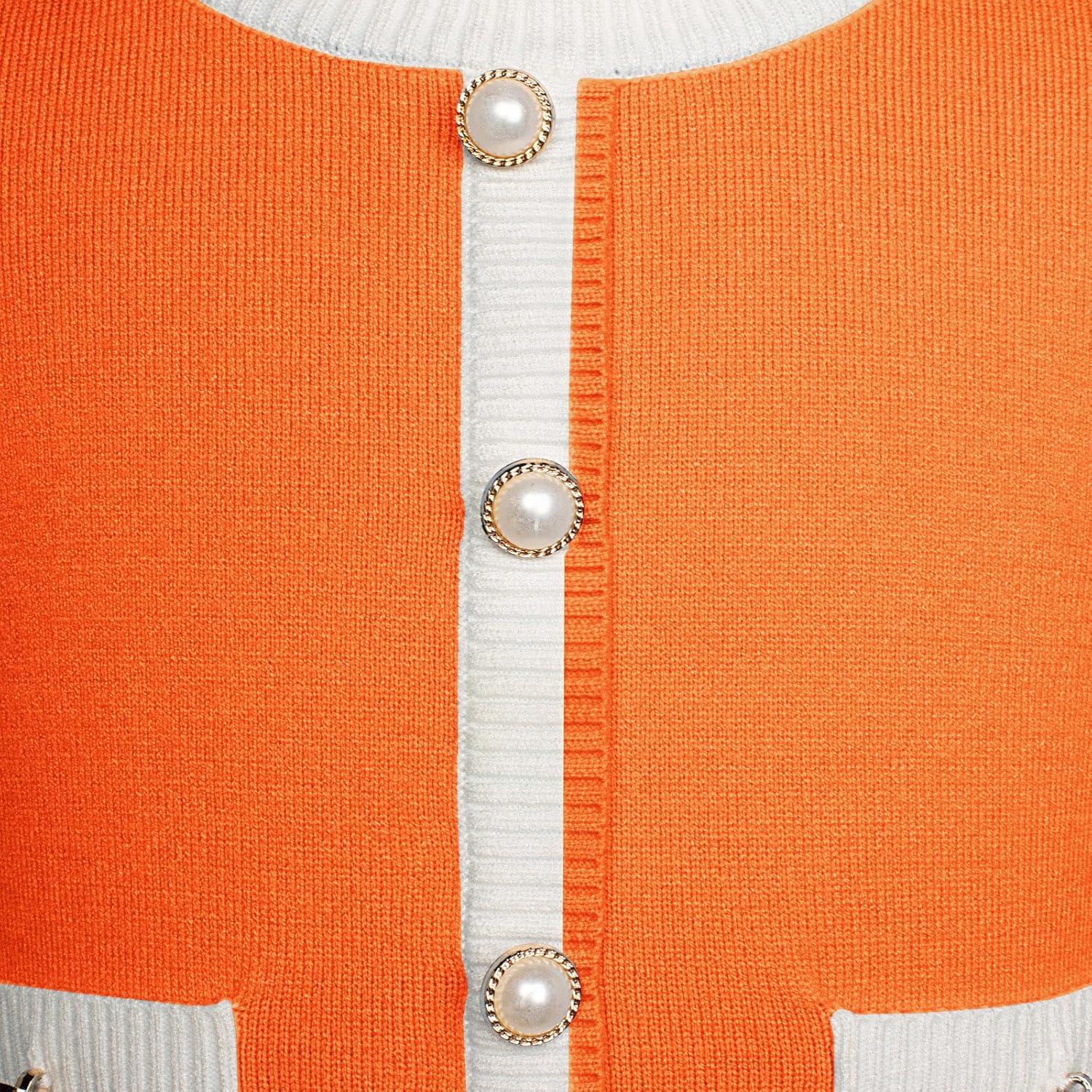 imageGRACE KARIN Girls Sweater Fall Dress Long Sleeve Knit A Line Contrast Casual Winter Dresses 614YOrange