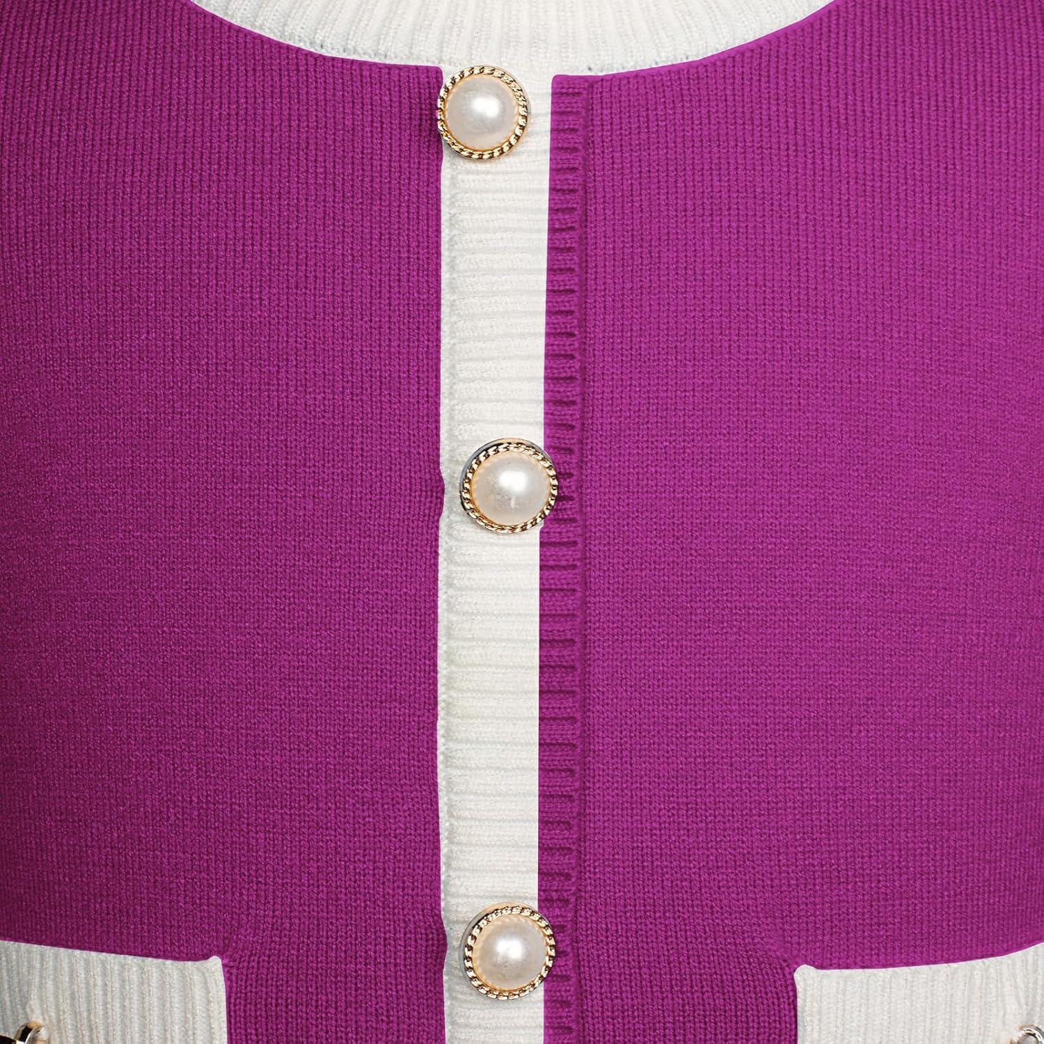 imageGRACE KARIN Girls Sweater Fall Dress Long Sleeve Knit A Line Contrast Casual Winter Dresses 614YRose Purple