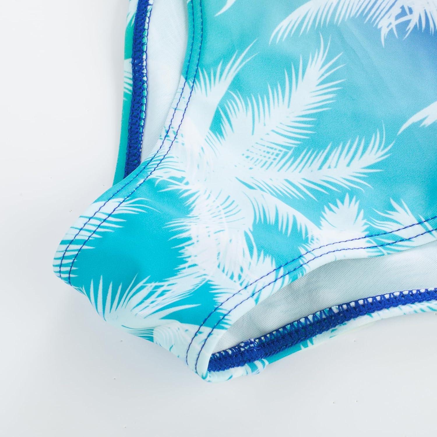 imageGRACE KARIN Girls Swimsuit Tankini Set Rash Guard Long Sleeve Swimsuit 4 Piece Bathing Suit Swimwear 514YRoyal Blue Coconut Tree