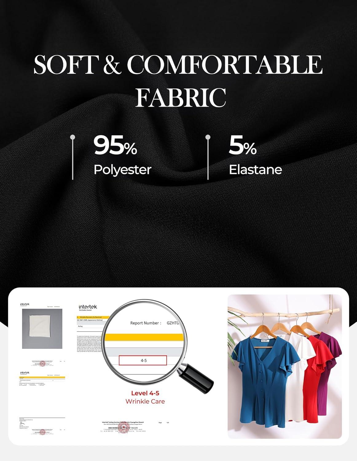 imageGRACE KARIN Summer Blouses for Women Dressy Casual 2026 Ruffle Sleeve Peplum Tops V Neck Business Work ShirtsBlack