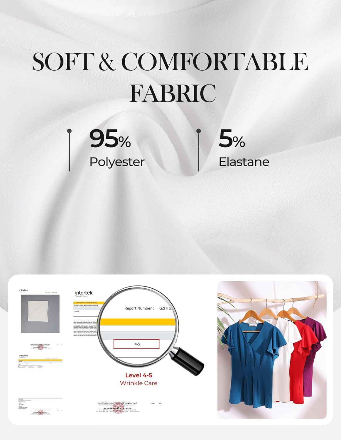 imageGRACE KARIN Summer Blouses for Women Dressy Casual 2026 Ruffle Sleeve Peplum Tops V Neck Business Work ShirtsWhite