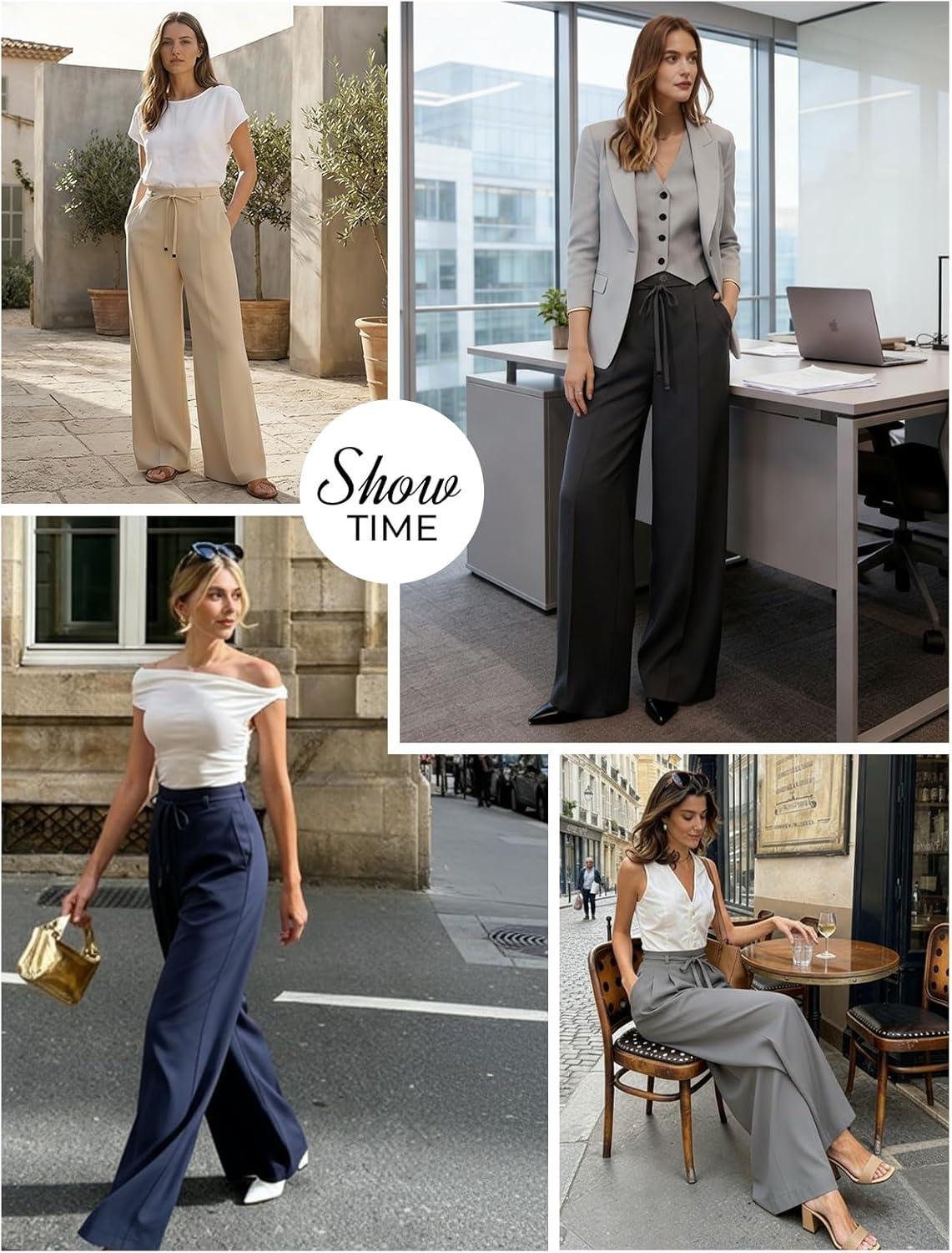 imageGRACE KARIN Women 2026 Wide Leg Pants High Waisted Work Pants Business Casual Trousers with PocketsApricot