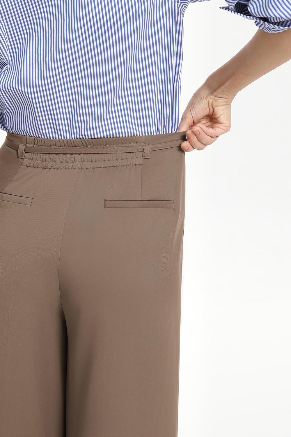 imageGRACE KARIN Women 2026 Wide Leg Pants High Waisted Work Pants Business Casual Trousers with PocketsBrown