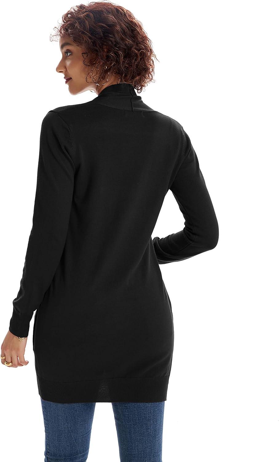 imageGRACE KARIN Women Lightweight Cardigan Sweaters with Pocket Long Sleeve ShrugsBlack