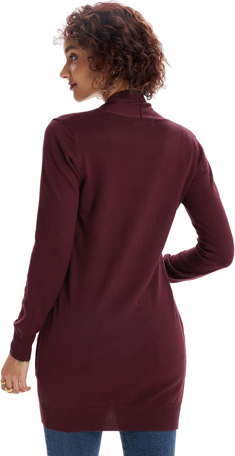 imageGRACE KARIN Women Lightweight Cardigan Sweaters with Pocket Long Sleeve ShrugsBurgundy