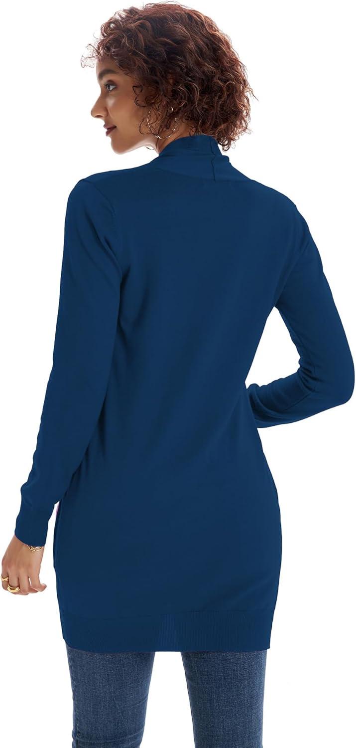 imageGRACE KARIN Women Lightweight Cardigan Sweaters with Pocket Long Sleeve ShrugsClassic Blue
