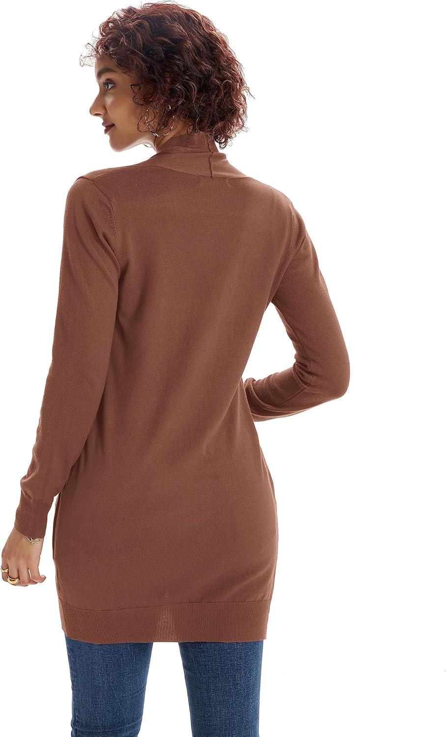 imageGRACE KARIN Women Lightweight Cardigan Sweaters with Pocket Long Sleeve ShrugsCoffee