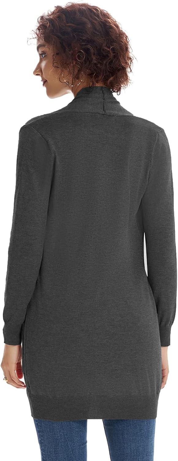 imageGRACE KARIN Women Lightweight Cardigan Sweaters with Pocket Long Sleeve ShrugsDark Gray