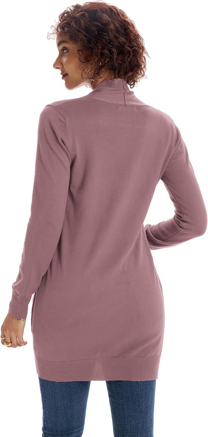 imageGRACE KARIN Women Lightweight Cardigan Sweaters with Pocket Long Sleeve ShrugsDark Pink