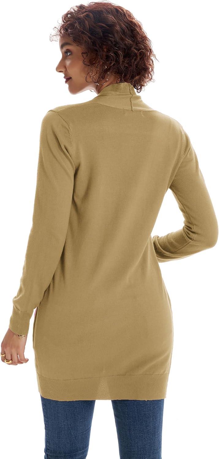imageGRACE KARIN Women Lightweight Cardigan Sweaters with Pocket Long Sleeve ShrugsGolden Apricot