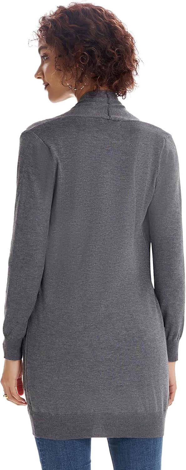 imageGRACE KARIN Women Lightweight Cardigan Sweaters with Pocket Long Sleeve ShrugsGray