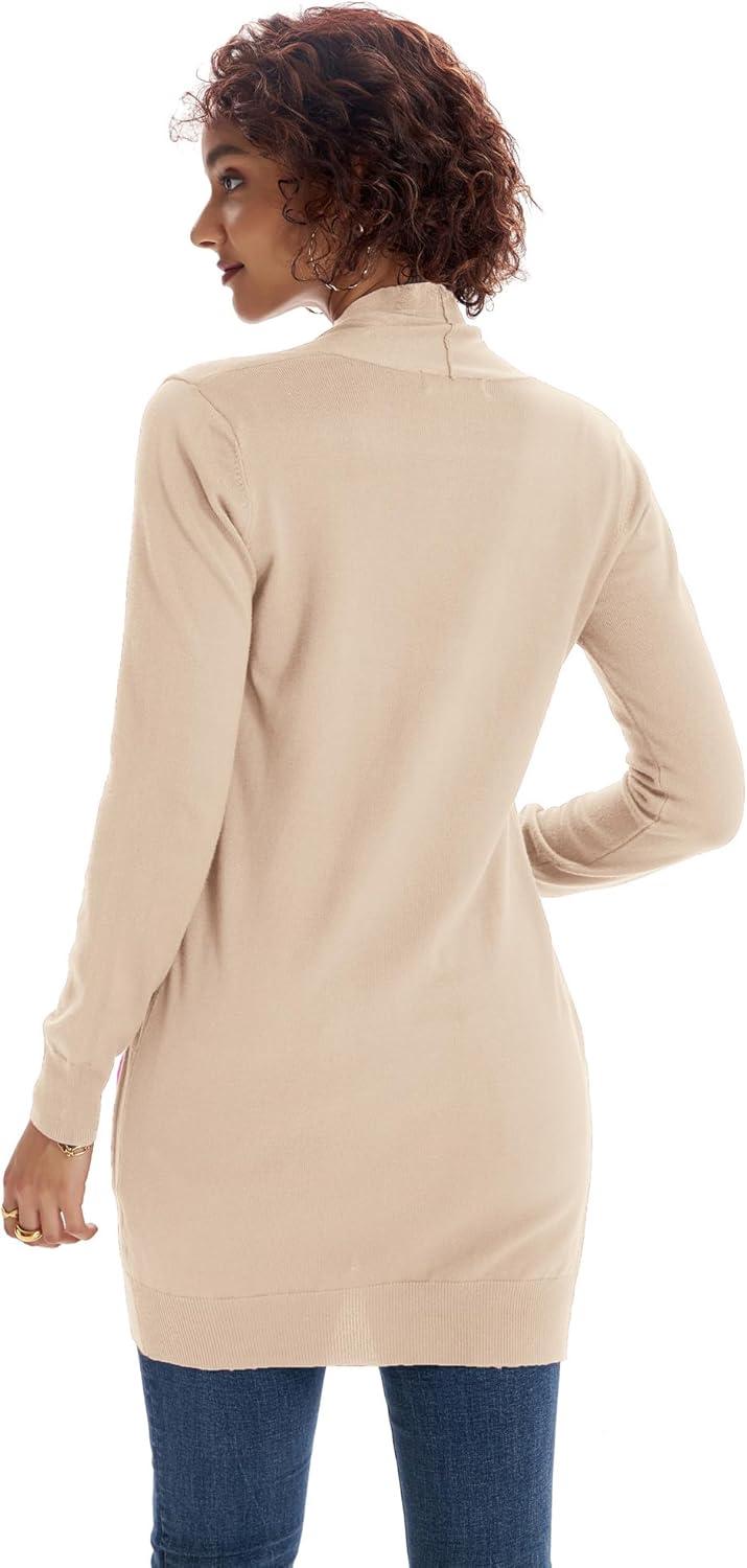 imageGRACE KARIN Women Lightweight Cardigan Sweaters with Pocket Long Sleeve ShrugsLight Apricot
