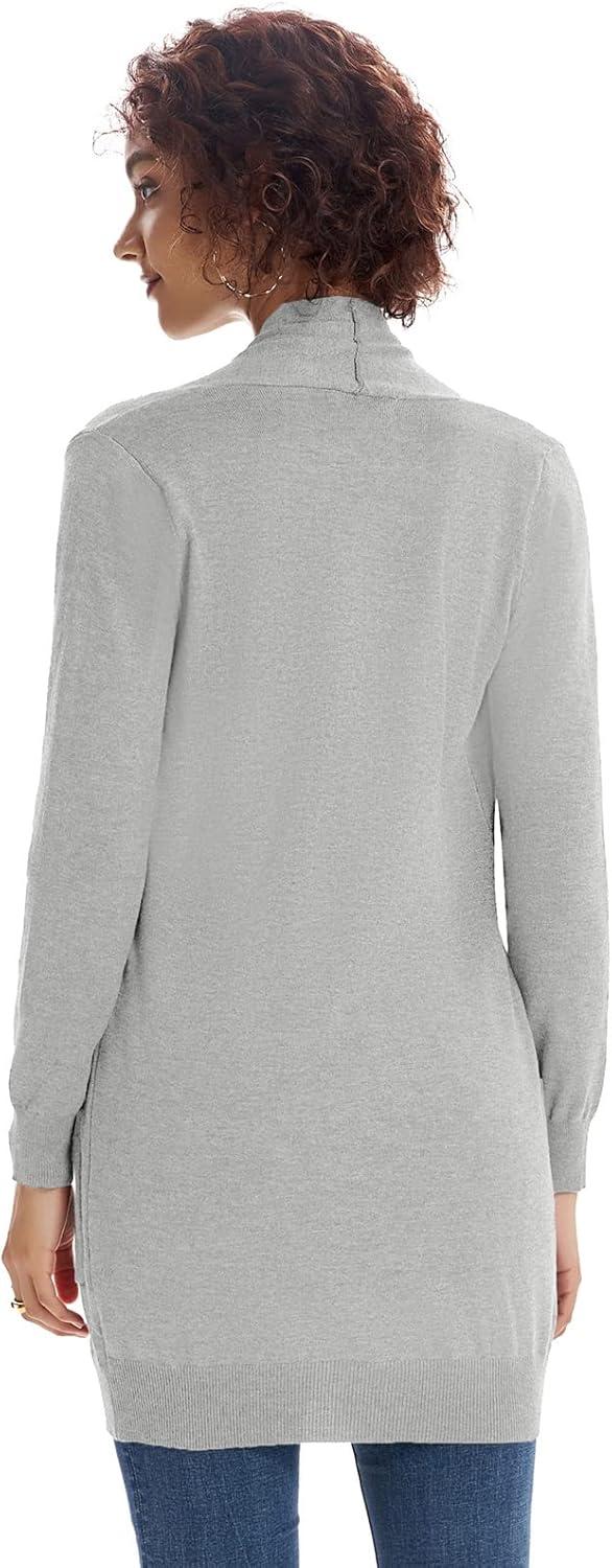 imageGRACE KARIN Women Lightweight Cardigan Sweaters with Pocket Long Sleeve ShrugsLight Gray