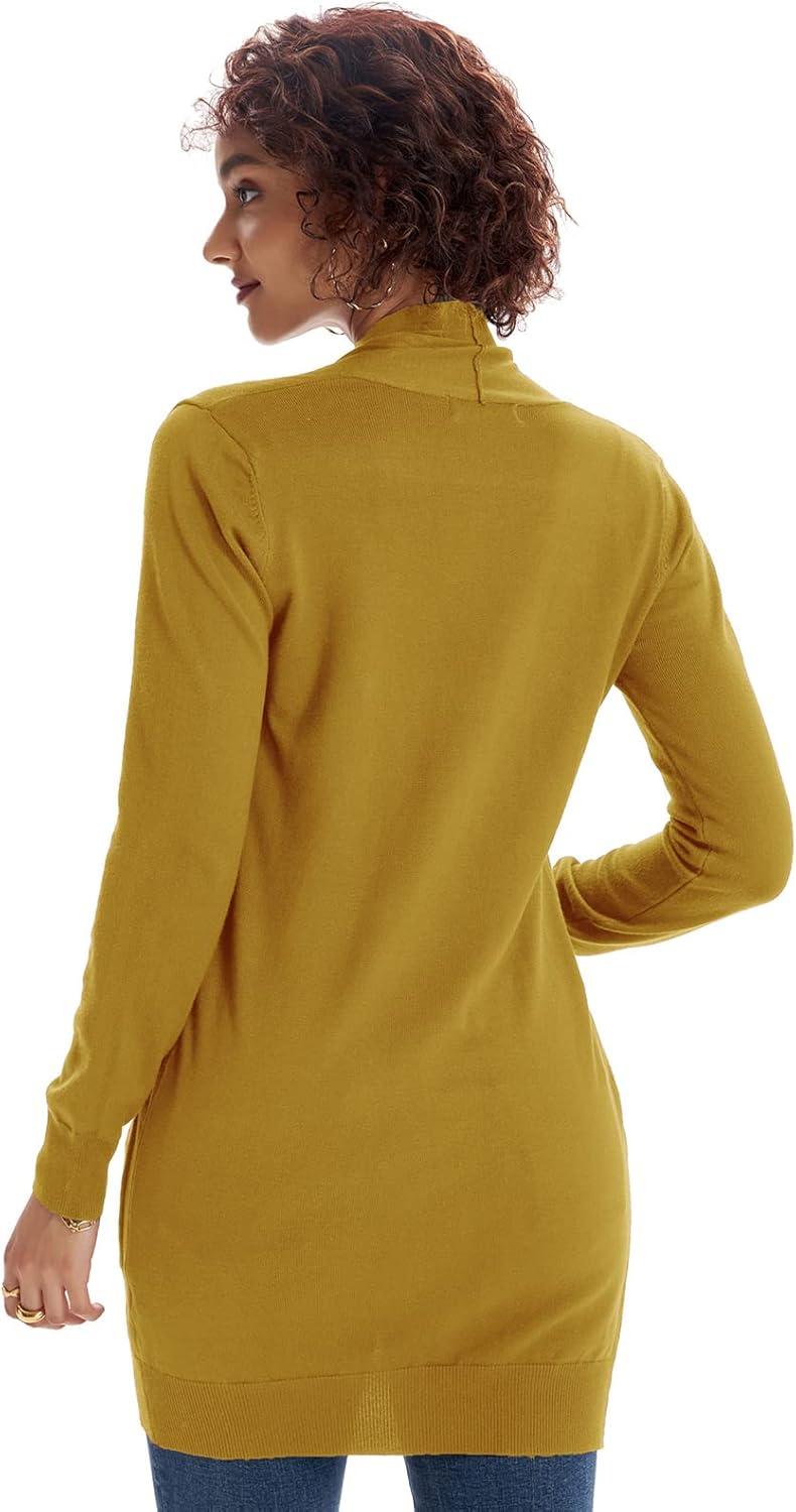 imageGRACE KARIN Women Lightweight Cardigan Sweaters with Pocket Long Sleeve ShrugsMustard