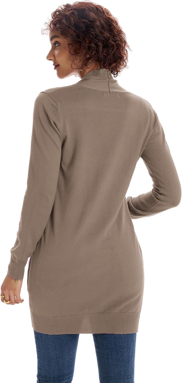 imageGRACE KARIN Women Lightweight Cardigan Sweaters with Pocket Long Sleeve ShrugsRed Brown