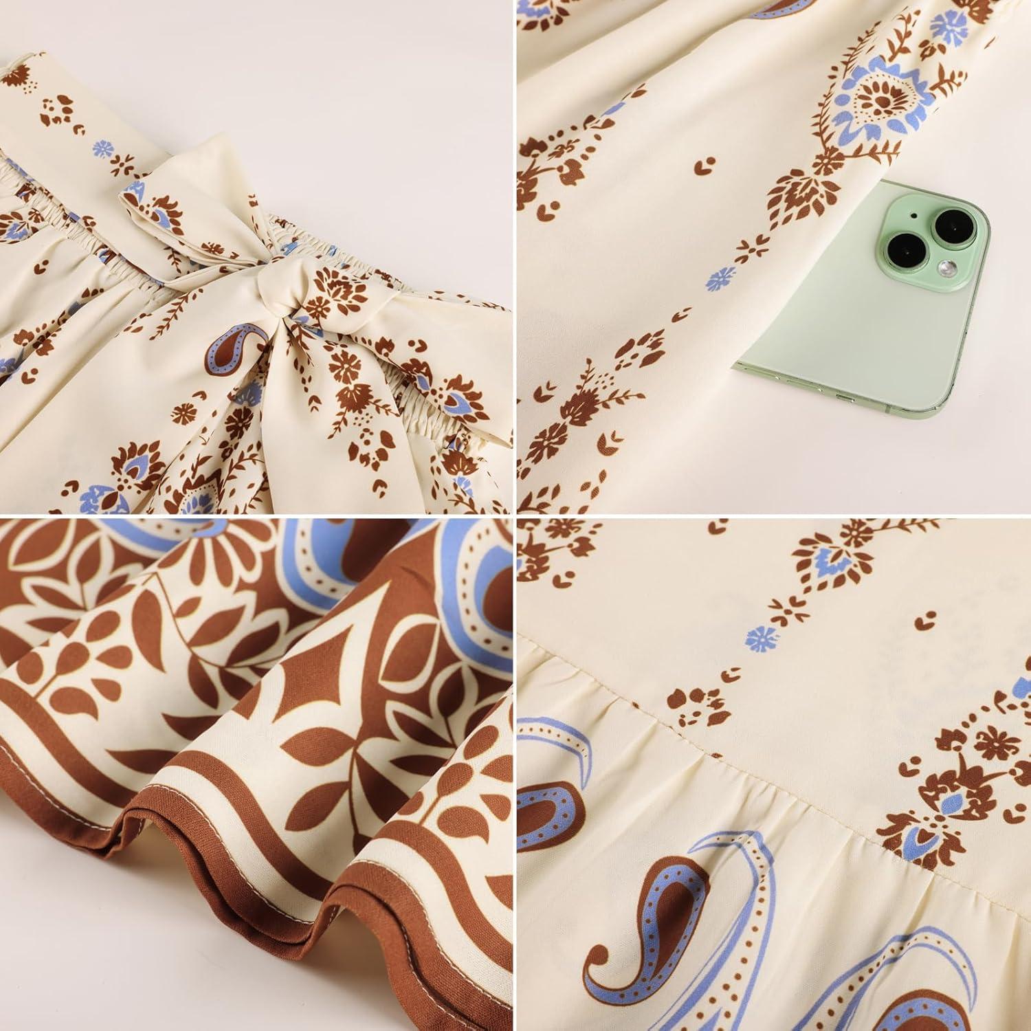 imageGRACE KARIN Womens 2026 Summer Wide Leg Palazzo Pants Elastic High Waisted Boho Casual Flowy Beach Pants with PocketsBeige Floral