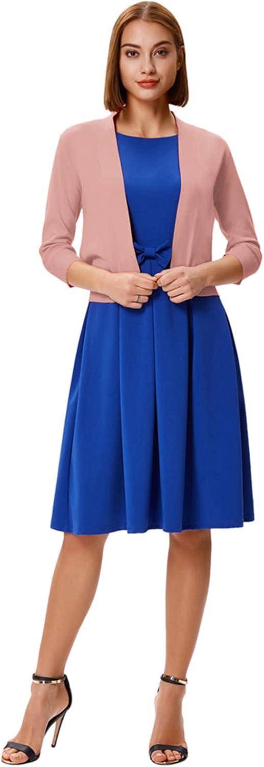 imageGRACE KARIN Womens 34 Sleeve Knit Cropped Cardigan Sweaters Open Front Bolero Shrugs Sweater Tops S3XLLight Pink