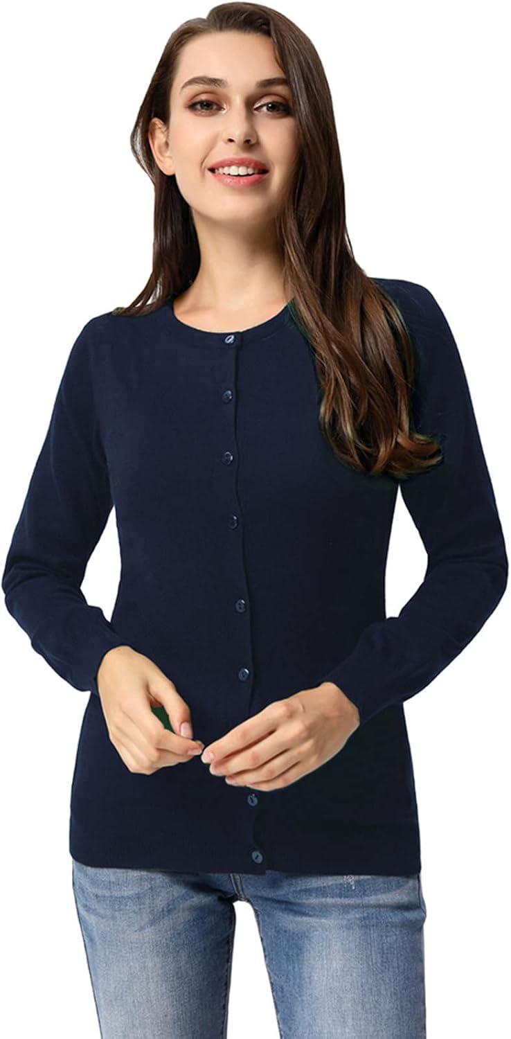 imageGRACE KARIN Womens Classic Long Sleeve Knit Cardigan Sweaters Casual Open Front Button Down Cardigans S3XLNavy Blue