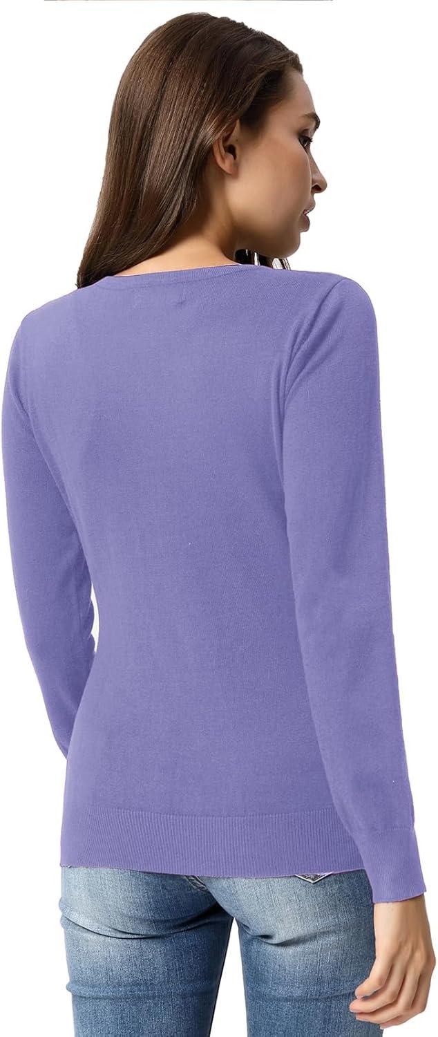 imageGRACE KARIN Womens Classic Long Sleeve Knit Cardigan Sweaters Casual Open Front Button Down Cardigans S3XLPurple