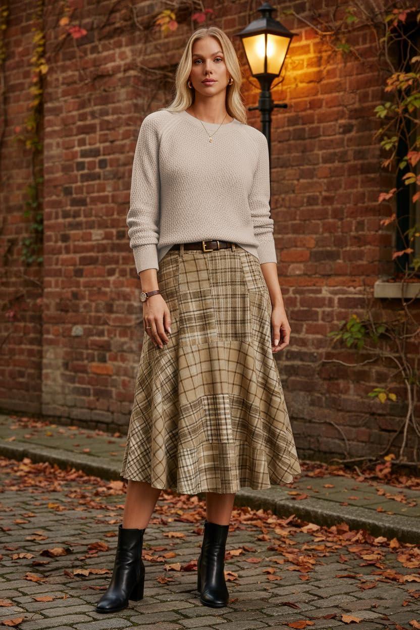 imageGRACE KARIN Womens Fall Knit Sweater Top Long Sleeve Merino Wool Blend Pullover Casual Crewneck Waffle Clothes 2025Apricot