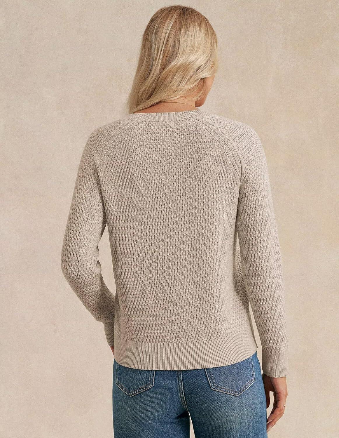 imageGRACE KARIN Womens Fall Knit Sweater Top Long Sleeve Merino Wool Blend Pullover Casual Crewneck Waffle Clothes 2025Apricot