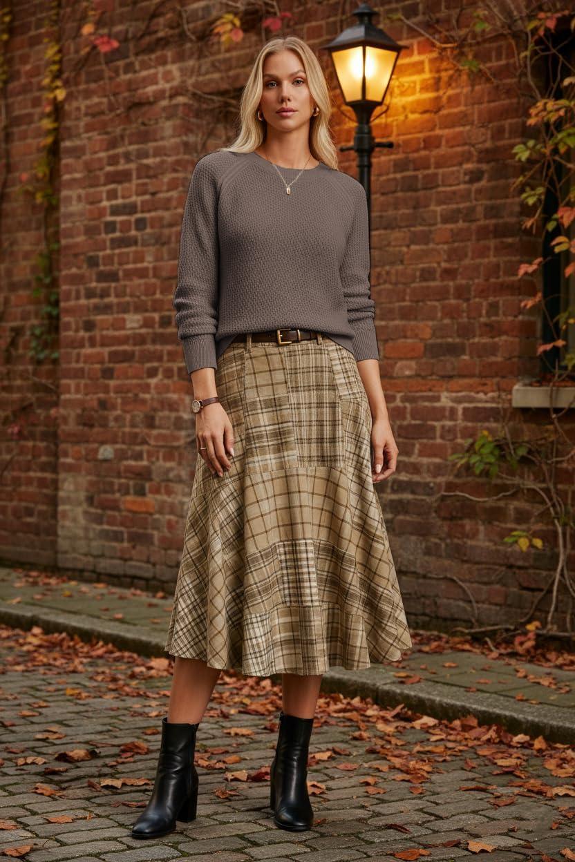 imageGRACE KARIN Womens Fall Knit Sweater Top Long Sleeve Merino Wool Blend Pullover Casual Crewneck Waffle Clothes 2025Coffee