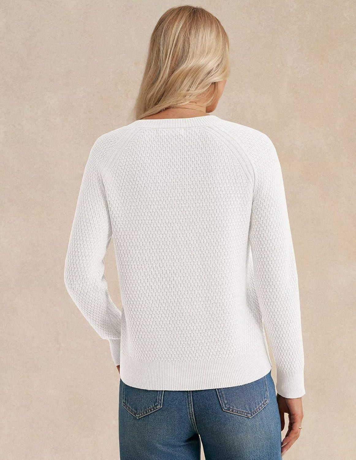imageGRACE KARIN Womens Fall Knit Sweater Top Long Sleeve Merino Wool Blend Pullover Casual Crewneck Waffle Clothes 2025White