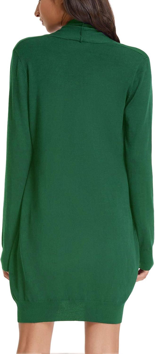 imageGRACE KARIN Womens Long Cardigan Sweater Open Front Classic Knitted Lightweight Sweater Coat with PocketsArmy Olive