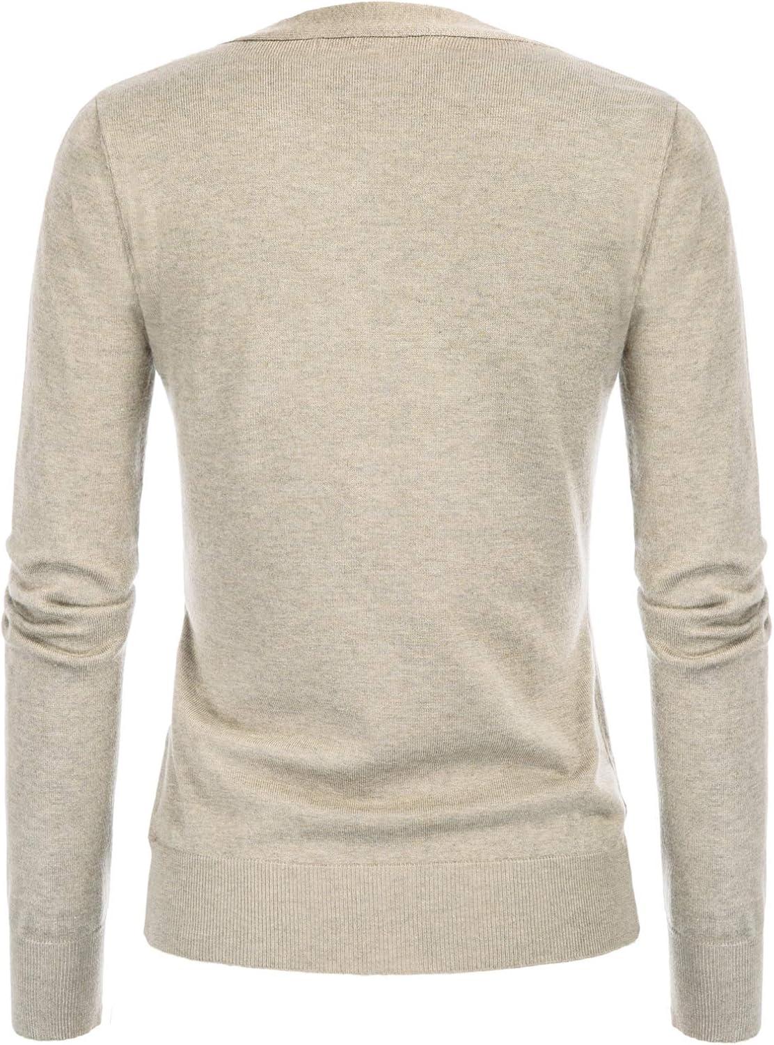 imageGRACE KARIN Womens Long Sleeve Button Down Vee Neck Classic Sweater Knit CardiganLight Apricot Heather