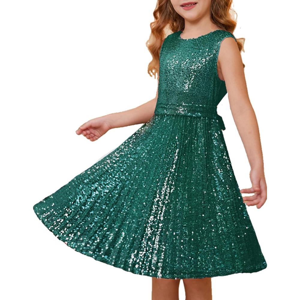 imageGRACE KARIN Girls Sequin Dress Sleeveless Prom Party Formal Graduations Fancy Tween Girls Dresses Size 512Christmas Green