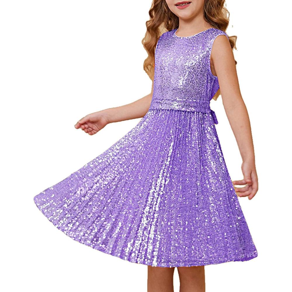imageGRACE KARIN Girls Sequin Dress Sleeveless Prom Party Formal Graduations Fancy Tween Girls Dresses Size 512Purple