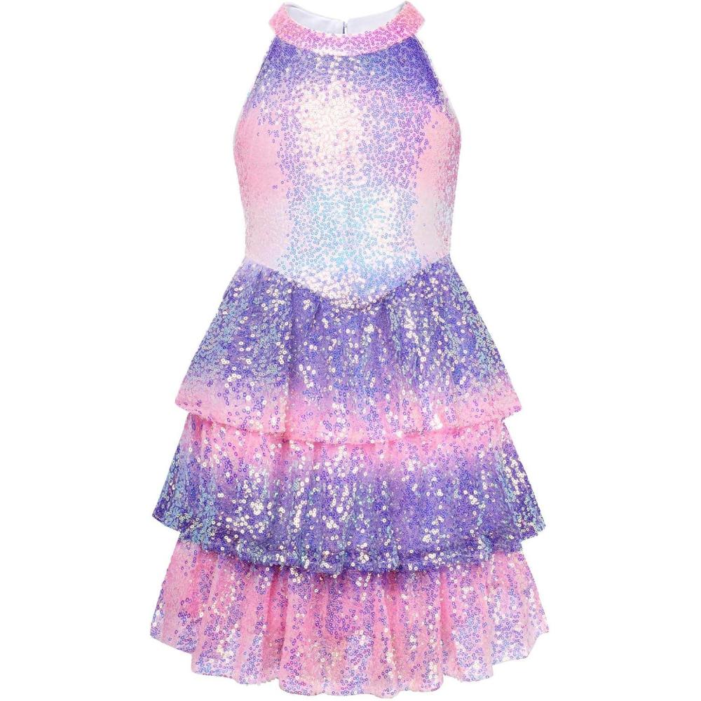 imageGRACE KARIN Girls Sequin Party Dress Kids Sparkly Formal Birthday Teen Special Occasion Fancy Pageant Dresses Size 614Magic Purple
