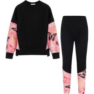GRACE KARIN Girls Clothes Sweatshirt for Teen Girls Fashion Outfits Sweapants Leggings Tracksuit Clothing Set Size 5-14(Black)
