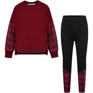 GRACE KARIN Girls Clothes Sweatshirt for Teen Girls Fashion Outfits Sweapants Leggings Tracksuit Clothing Set Size 5-14(Christmas Red Plaid)