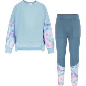 GRACE KARIN Girls Clothes Sweatshirt for Teen Girls Fashion Outfits Sweapants Leggings Tracksuit Clothing Set Size 5-14(Light Blue)