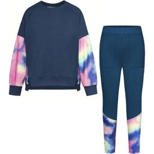 GRACE KARIN Girls Clothes Sweatshirt for Teen Girls Fashion Outfits Sweapants Leggings Tracksuit Clothing Set Size 5-14(Navy Blue)