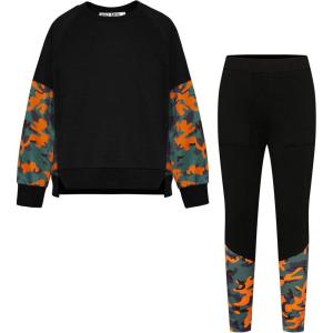 GRACE KARIN Girls Clothes Sweatshirt for Teen Girls Fashion Outfits Sweapants Leggings Tracksuit Clothing Set Size 5-14(Orange Camouflage)