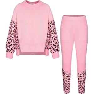 GRACE KARIN Girls Clothes Sweatshirt for Teen Girls Fashion Outfits Sweapants Leggings Tracksuit Clothing Set Size 5-14(Pink)