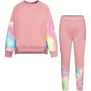 GRACE KARIN Girls Clothes Sweatshirt for Teen Girls Fashion Outfits Sweapants Leggings Tracksuit Clothing Set Size 5-14(Salmon Pink)