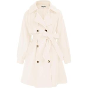 GRACE KARIN Girls Dress Coat Lapel Wool Blend Long Winter Jackets with Pockets Belt 6-14Y(White)