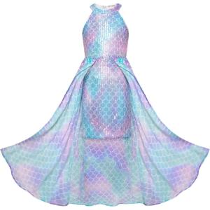GRACE KARIN Girls Halter Neck Sequin Dress 6-14Y Kids Fancy Formal Party Christmas Sparkly Pageant Birthday Dresses(Mermaid)