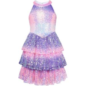 GRACE KARIN Girls Sequin Party Dress Kids Sparkly Formal Birthday Teen Special Occasion Fancy Pageant Dresses Size 6-14(Magic Purple)