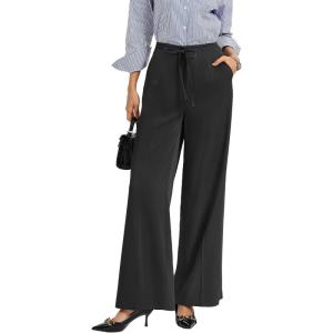 GRACE KARIN Women 2026 Wide Leg Pants High Waisted Work Pants Business Casual Trousers with Pockets(Black)