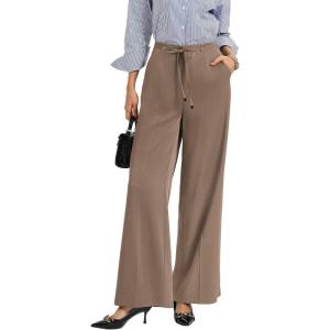 GRACE KARIN Women 2026 Wide Leg Pants High Waisted Work Pants Business Casual Trousers with Pockets(Brown)