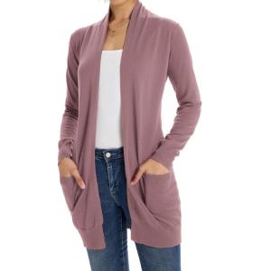 GRACE KARIN Women Lightweight Cardigan Sweaters with Pocket Long Sleeve Shrugs(Dark Pink)