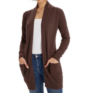 GRACE KARIN Women Lightweight Cardigan Sweaters with Pocket Long Sleeve Shrugs(Pecan)