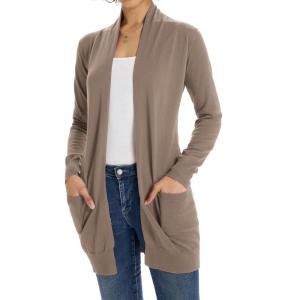 GRACE KARIN Women Lightweight Cardigan Sweaters with Pocket Long Sleeve Shrugs(Red Brown)