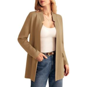 GRACE KARIN Women’s 2025 Long Sleeve Open Front Knit Cardigan Notch Collar Sweater Blazer Jacket Fall Winter Clothing(Camel)