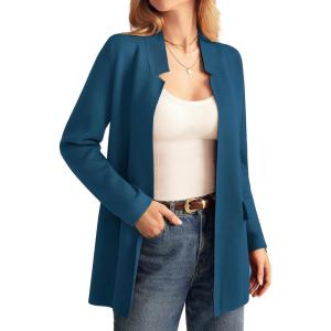 GRACE KARIN Women’s 2025 Long Sleeve Open Front Knit Cardigan Notch Collar Sweater Blazer Jacket Fall Winter Clothing(Lake Blue)